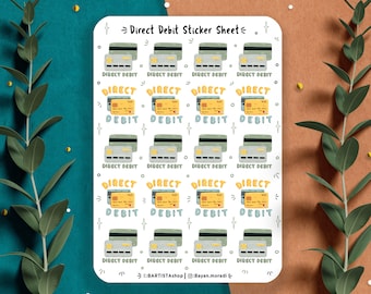 20 Cute Direct Debit stickers , Planner stickers, Credit Card , Pay Bill Reminder Planner Stickers , Finance stickers , budget planner