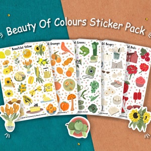 Pack d'autocollants Beauty Of Colors, autocollants de planificateur, autocollants de journal, scrapbooking, autocollants sur le thème de la couleur, lot d'autocollants saisonniers décoratifs