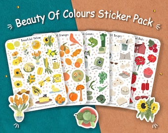 Färgernas skönhet Klistermärkespaket, Planerklistermärken, Journalklistermärken, Scrapbooking, Färgtema-klistermärken, Dekorativt säsongsklistermärkespaket