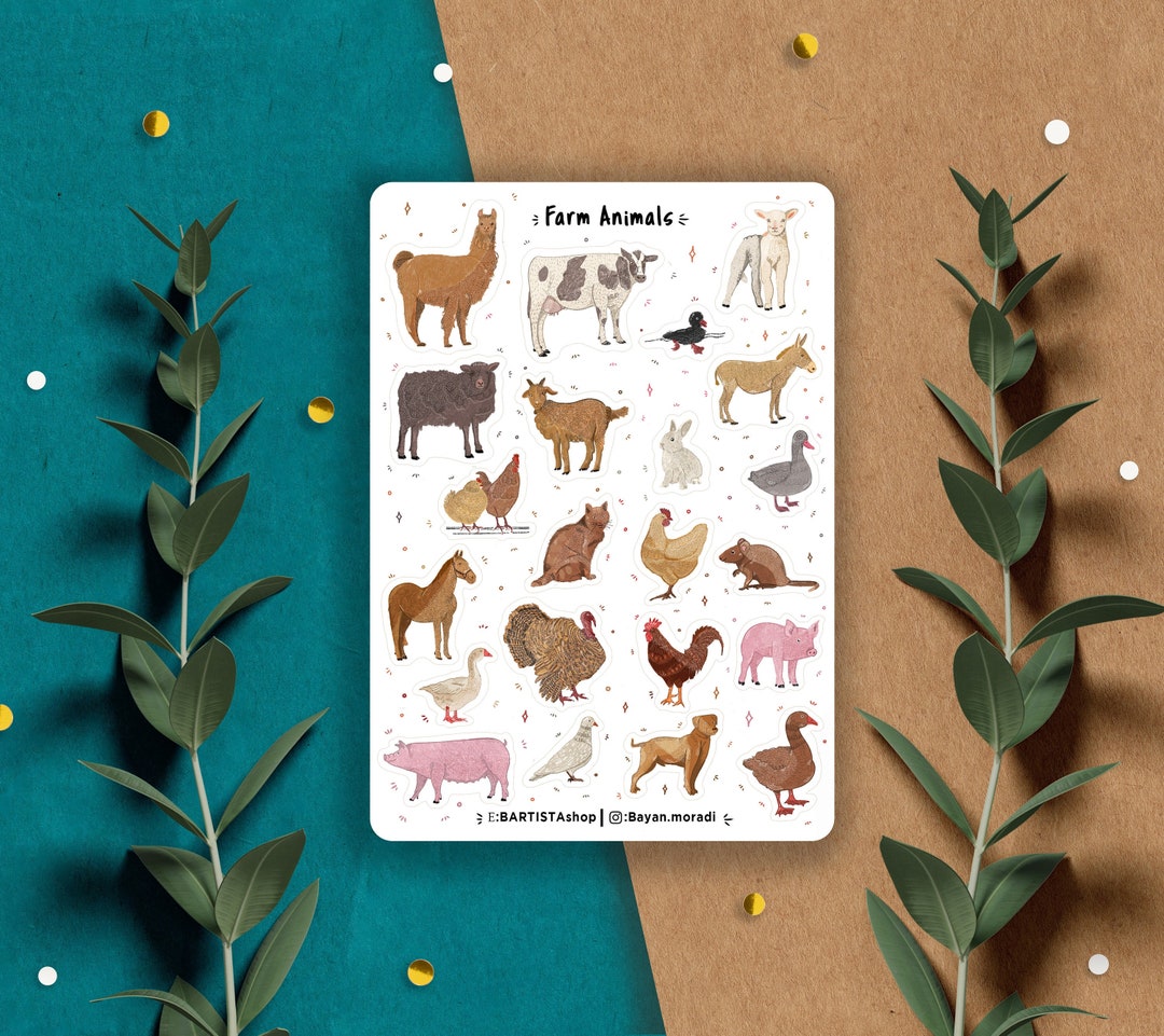 Farm Animals Sticker Sheet Planner Stickers Journal Etsy