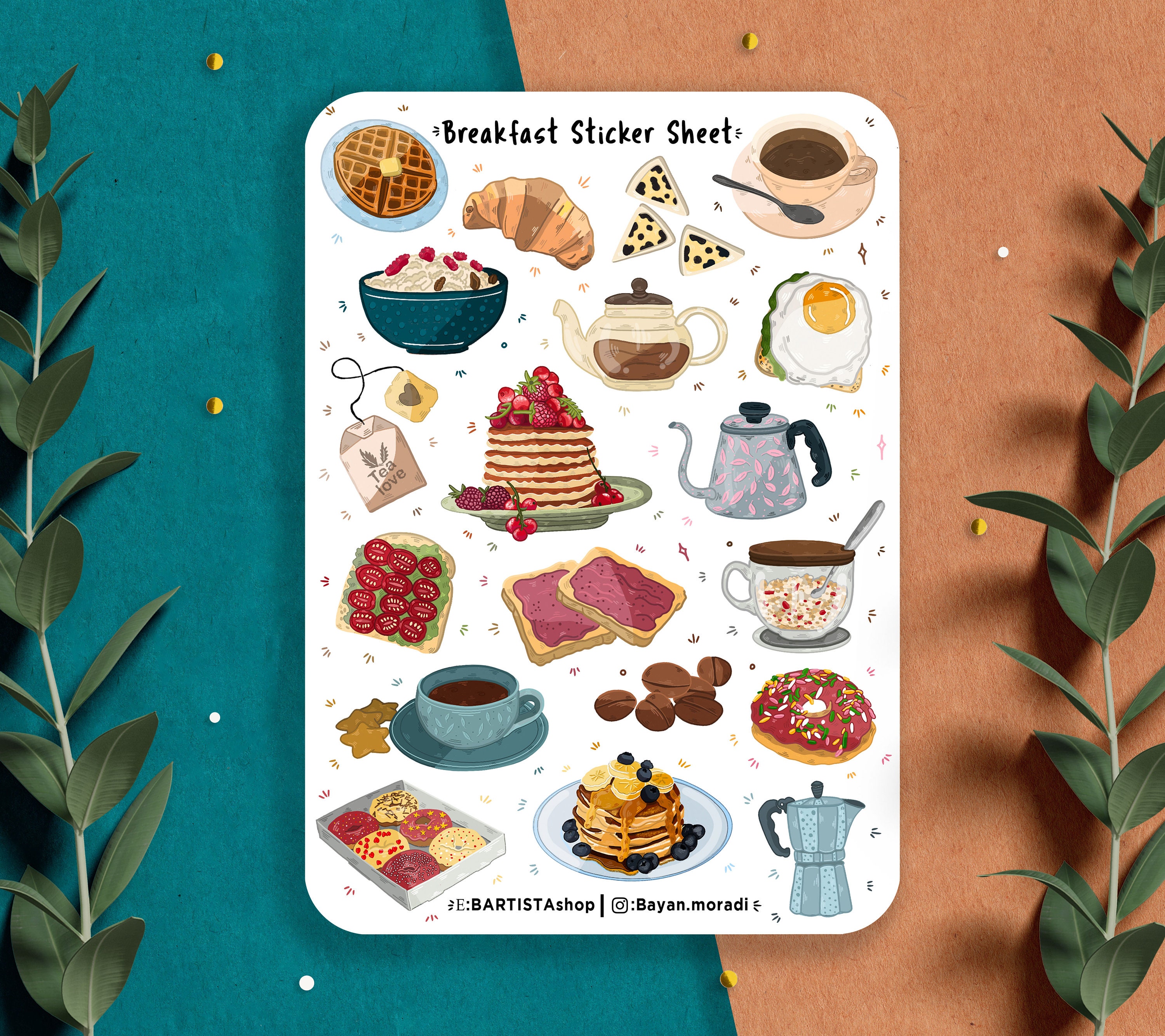 Foodie, Sushi & Fast Food Sticker Sheet A6