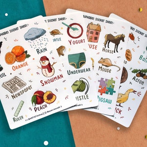 Pegatinas del alfabeto, pegatinas de diario, pegatinas de planificador, pegatinas de enseñanza, pegatinas de Bujo, pegatinas educativas, pegatinas escolares