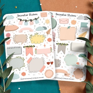 Pegatinas decorativas del diario, hoja de pegatinas del planificador, pegatinas del diario, pegatinas del encabezado del diario, pegatinas diarias, pegatinas funcionales, Bujo