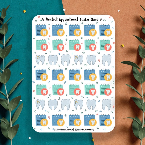 Dentist appointment planner stickers, Dentist Stickers, reminder stickers, planning stickers, Tooth appointment, Icon stickers, Mini sticker