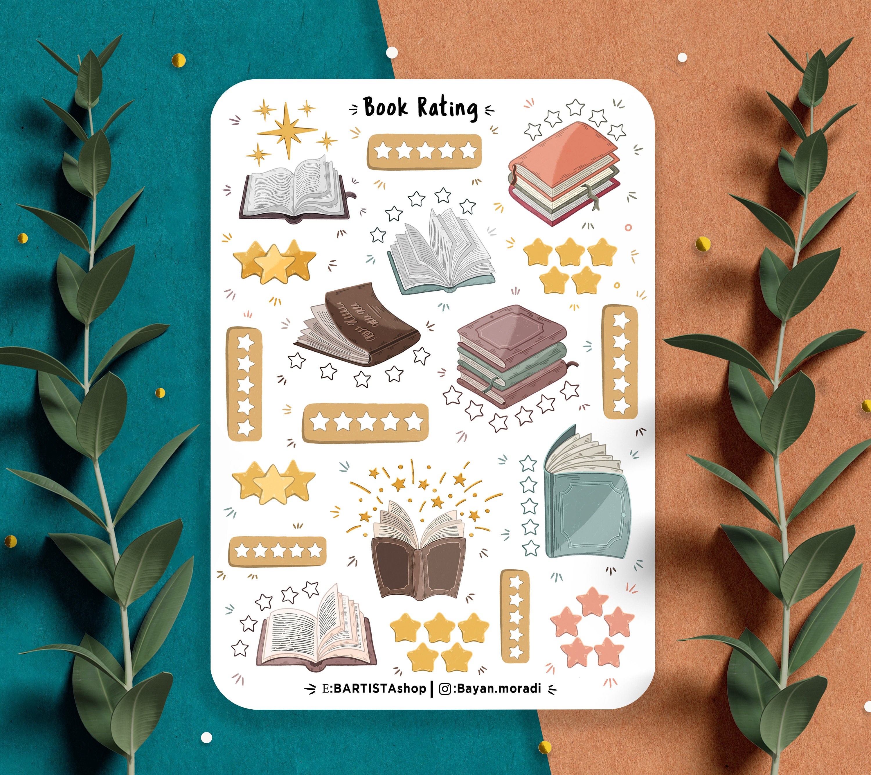 Book Rating Sticker Sheet, Planner Stickers ,reading Journal Stickers ...