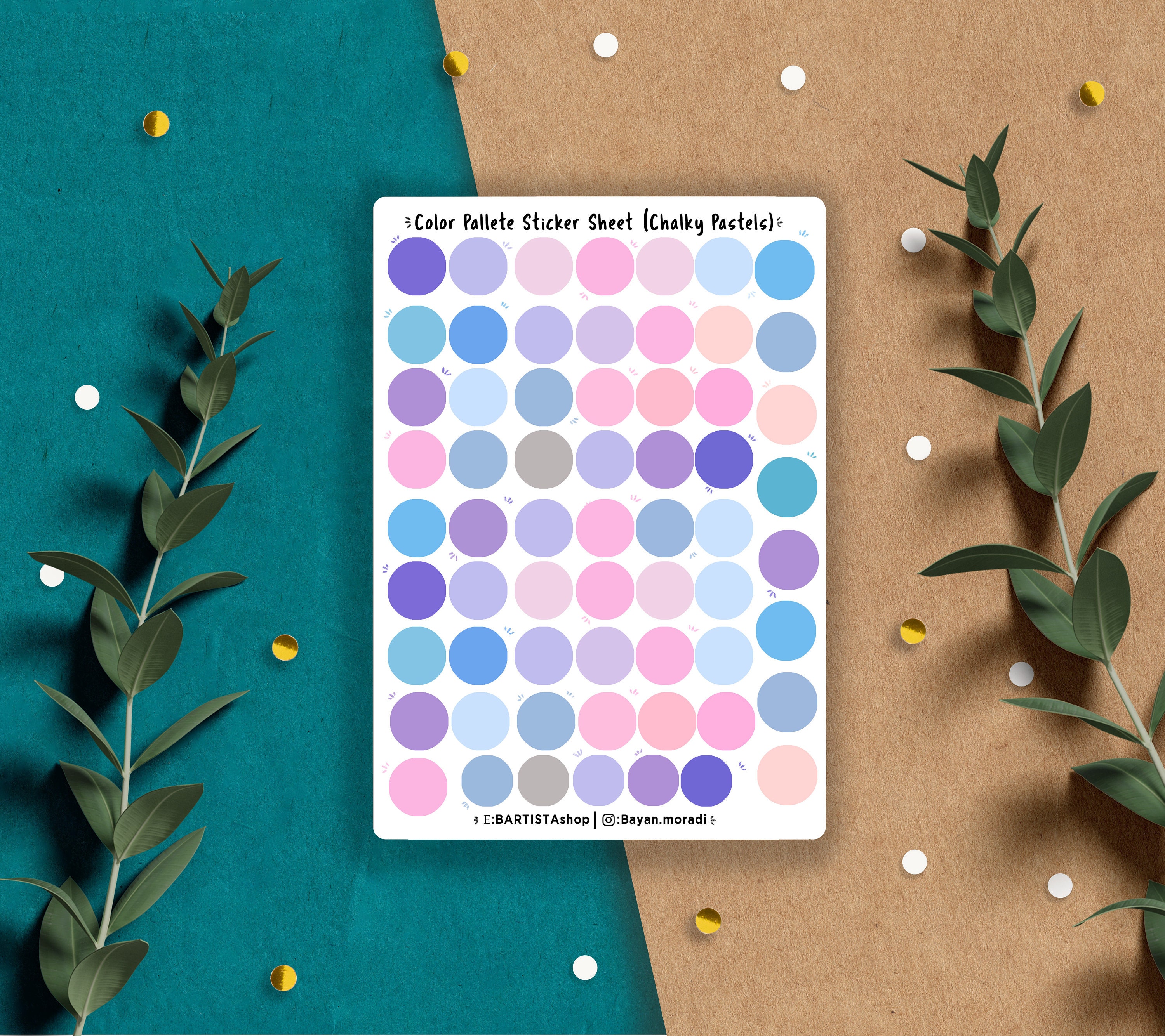 Sample Colour Stickers Circular Colour Stickers, 55 Colour Pallet Stickers, Planner Stickers ...