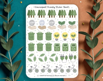 Environment friendly stickers, planner stickers, journal stickers, Recycling, Save our Planet, zero waste stickers, Gift, Green Environment