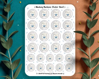 Washing machine stickers, planner stickers, chore stickers, journal stickers, cleaning sticker, laundry sticker, to do sticker, Home sticker