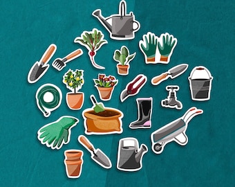 Gardening stickers, gardening planner stickers, planner stickers, journal stickers, plant stickers, nature stickers, spring stickers