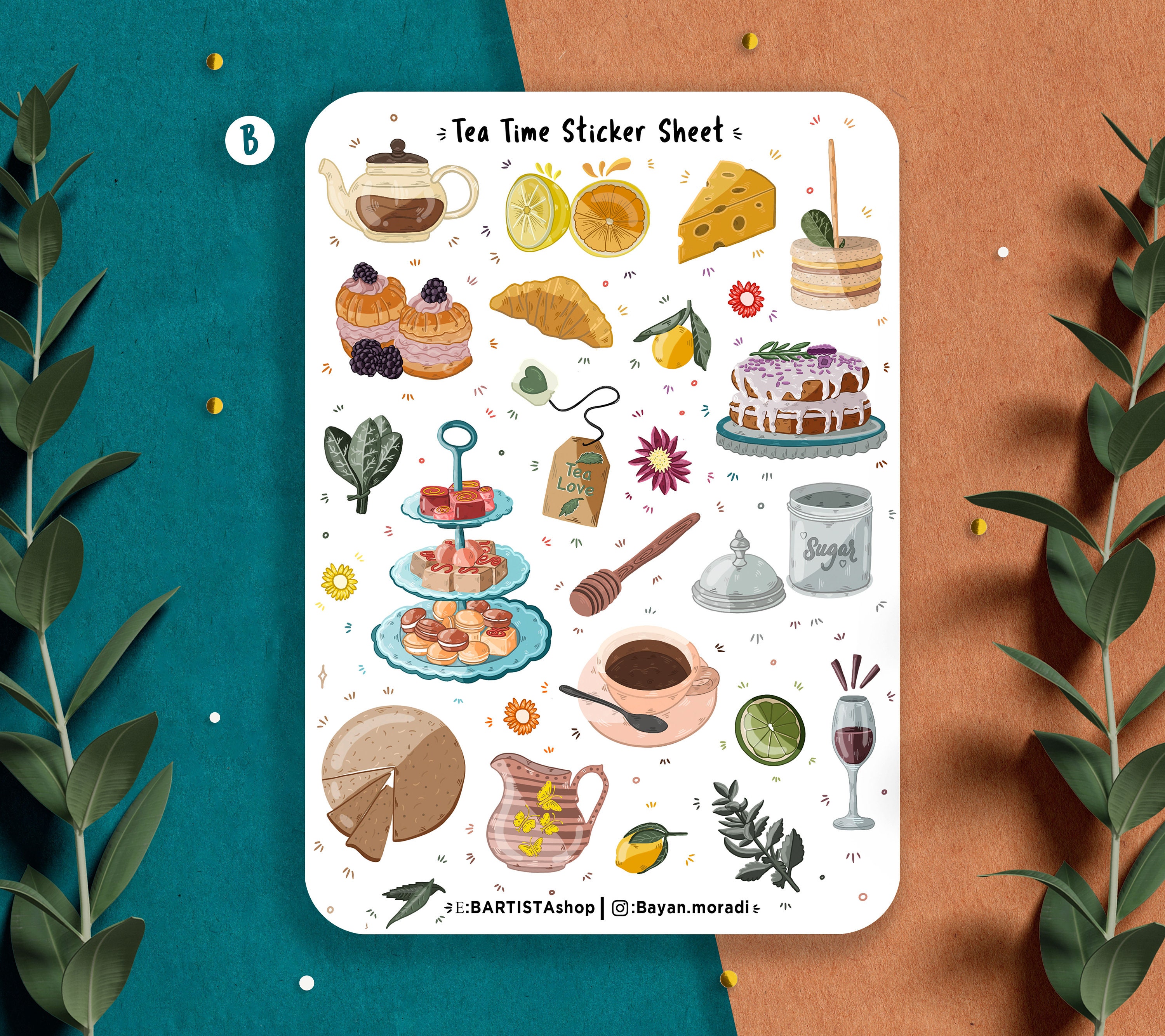 Tea Time Sticker Sheet, Planner Stickers, Scrapbook Stickers, Journal ...