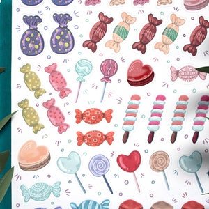 Sweets sticker sheet, candy stickers, journal stickers, planner stickers, valentine stickers, food stickers, chocolate stickers, celebration image 5