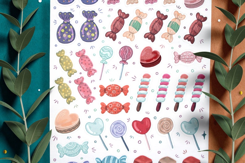Sweets sticker sheet, candy stickers, journal stickers, planner stickers, valentine stickers, food stickers, chocolate stickers, celebration image 5