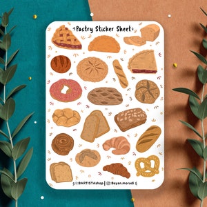 Folha de adesivos de pastelaria, adesivos de planejador, adesivos de diário, receita, adesivos de cozimento, adesivos de cozinha, adesivos de comida, presente de padeiro de adesivo de bolo