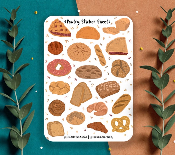 Pastry Sticker Sheet,  Planner stickers, journal stickers, recipe, Baking stickers, Cooking stickers, food Stickers, cake sticker baker gift