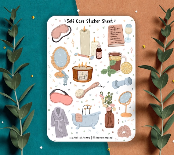 Self care sticker sheet, journal Stickers, Planner Stickers, Me time sticker sheet, Self Care Stickers, Wellness Stickers, Stickers