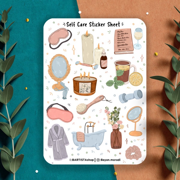 Self care sticker sheet, journal Stickers, Planner Stickers, Me time sticker sheet, Self Care Stickers, Wellness Stickers, Stickers