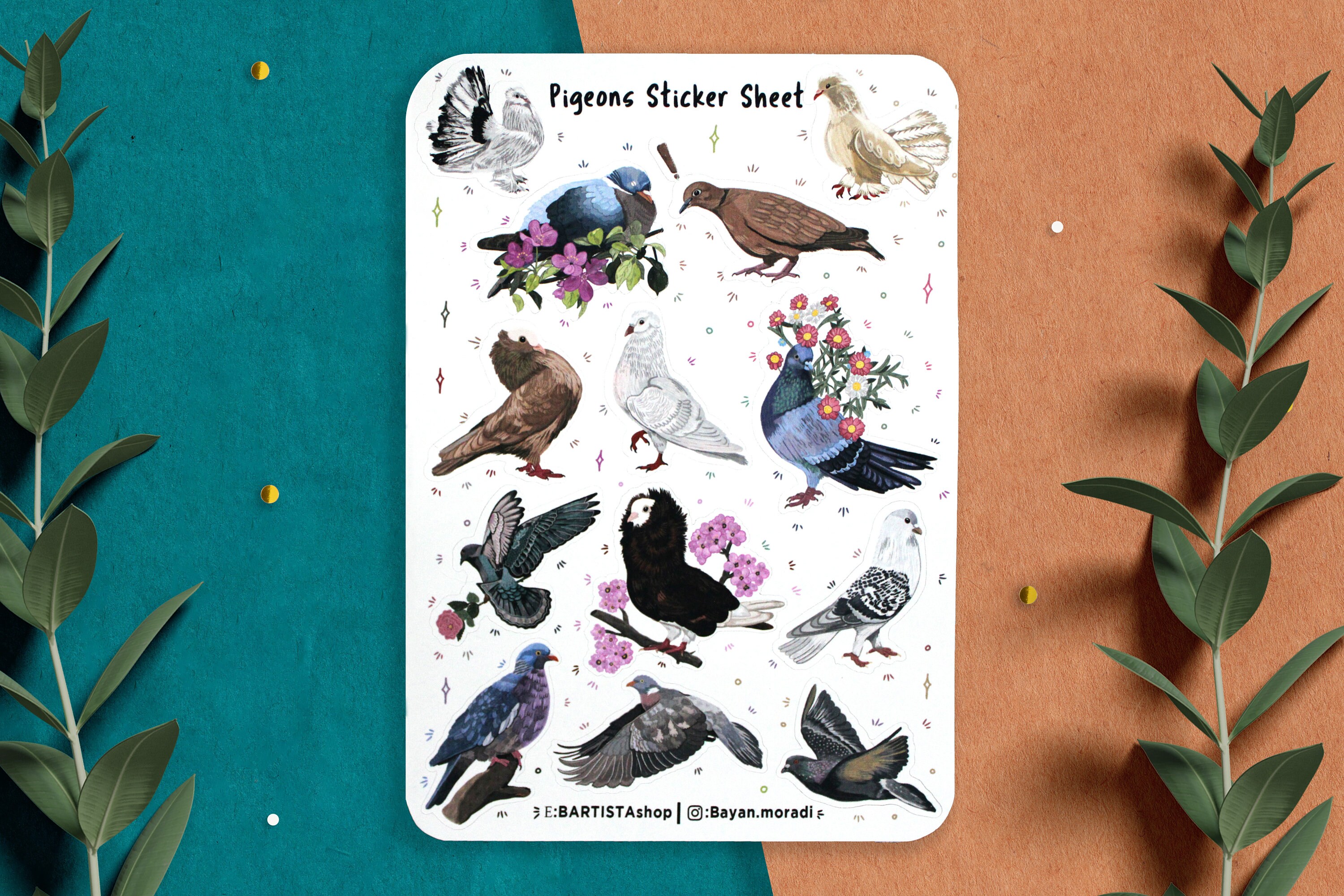 Pigeon Sticker Sheet , Bird Stickers , Planner Stickers , Journal ...