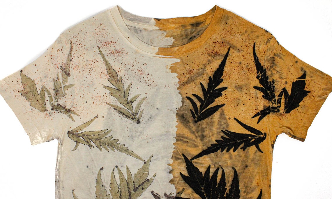 Organic cotton ecoprinted tshirt natural hand dyed slow Etsy
