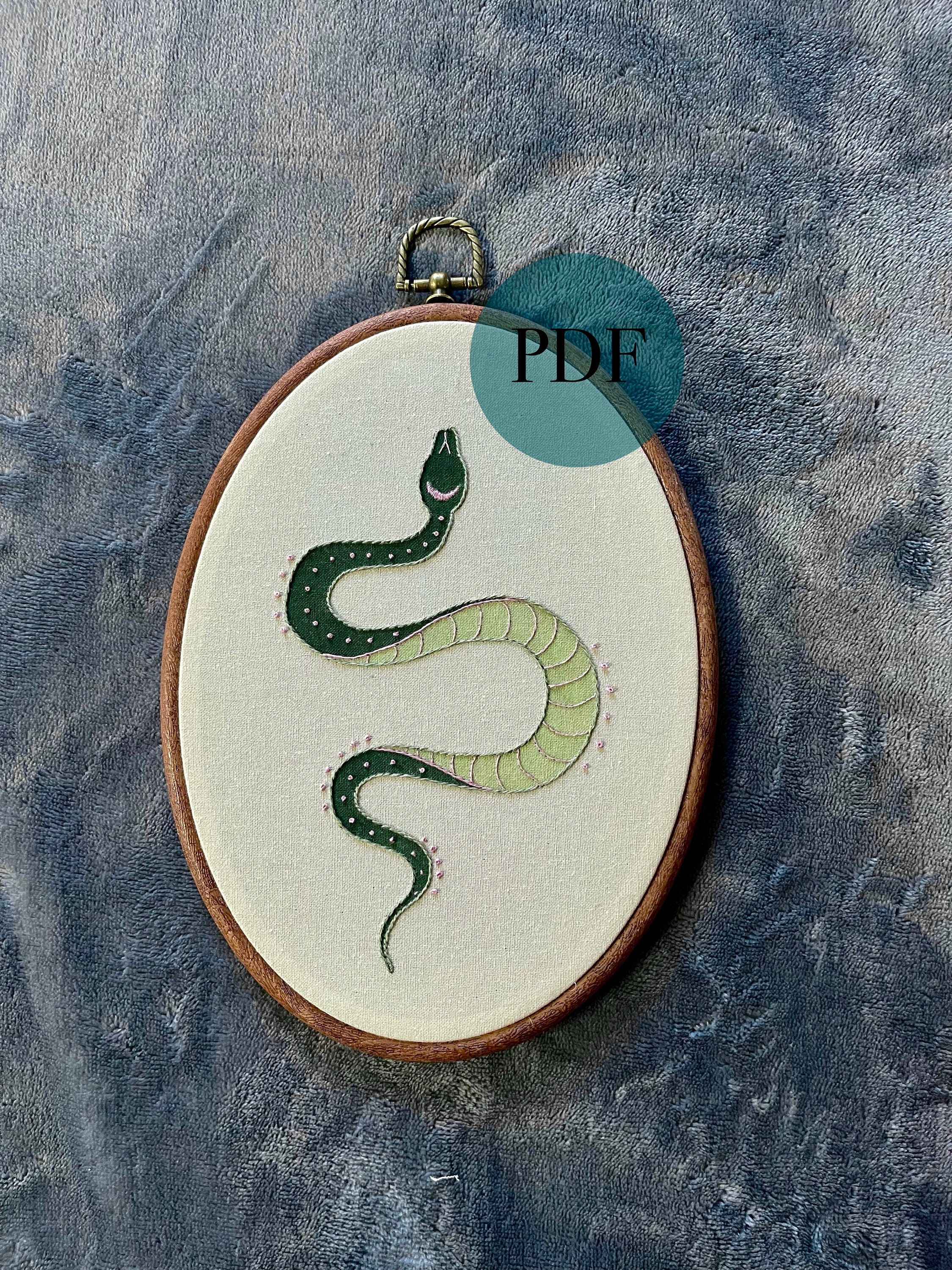 Green Goth Snake Hand Embroidery Pattern | Digital Pattern | PDF Pattern | Hand Embroidery Pattern | Goth Decor
