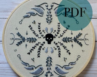 Stay Dead Hand Embroidery PDF Pattern | Modern Hand Embroidery Pattern | PDF Pattern | Digital Download Pattern | Gothic Embroidery Decor