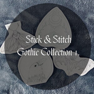 Stick and Stitch Embroidery • Embroidery Pattern • Modern Hand Embroidery •  Beginner Embroidery Pattern •  Alternative Gothic Embroidery