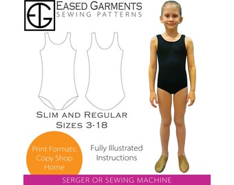 Slim & Regular Sizes 3-18 Tank Top Leotard/Swimsuit PDF Sewing Pattern - Fully Lined - Dance Leotard - Gymnastics Leotard - Swim Suit