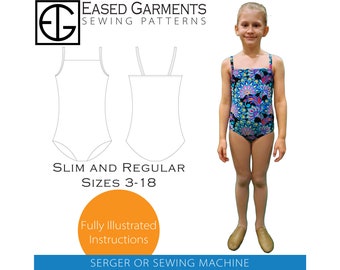 Slim & Regular Sizes 3-18 Camisole Leotard PDF Sewing Pattern - Toddler/Child/Girl/Junior - Dance Leotard - Gymnastics Leotard - PDF Pattern