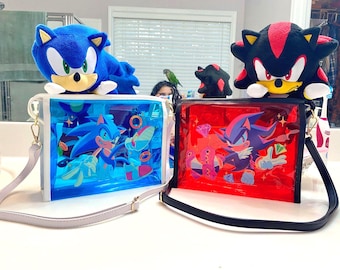 Blue and Red Hedgehog Crossbody Bag