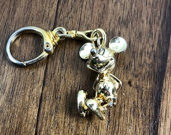Vintage Disney Mickey Mouse Brass Keychain - Dancing Figurine