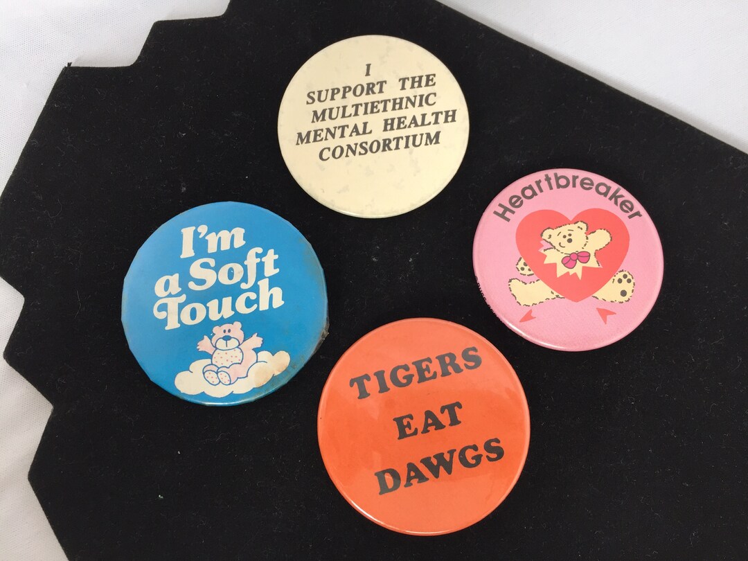 Vintage Novelty Button Pin Meaningful and Fun Phrases and Pictures