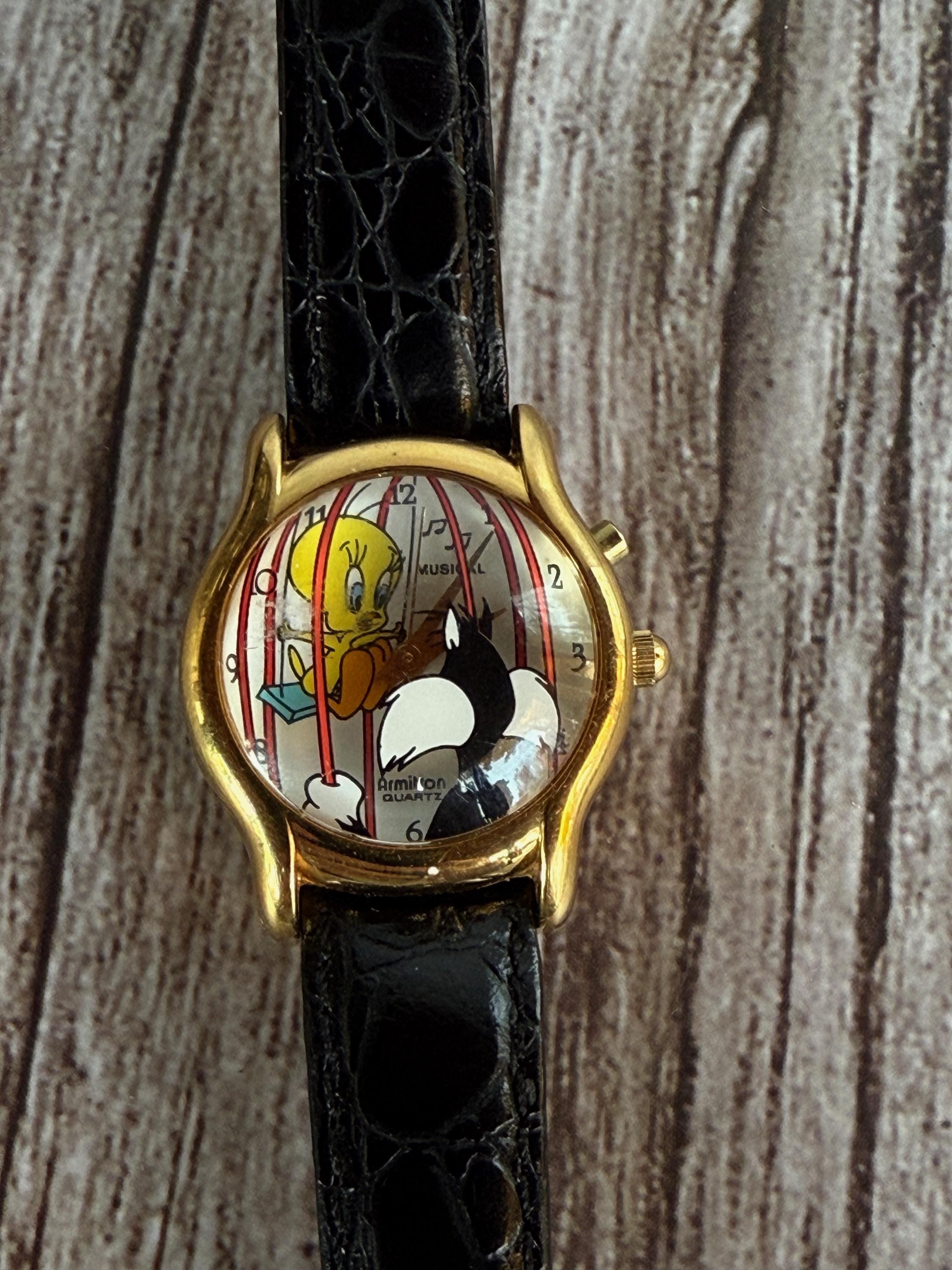 Vintage Warner Brothers‎ Sylvester & Tweety Black & Gold Watch Wristwatch Analog Vintage Armitron Looney Tunes Sylvester and Tweety Bird  main image 3