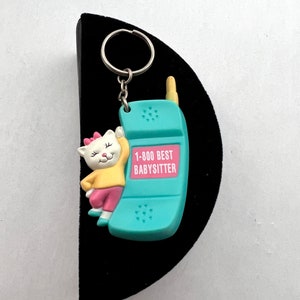80&#39;s &quot;Best Babysitter&quot; Cat and Phone Keychain