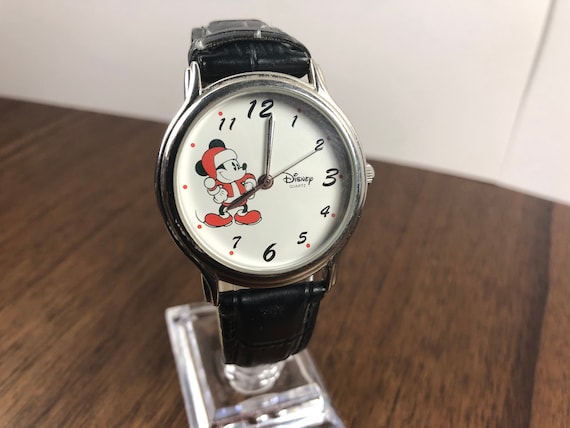 VTG Disney Time Works Mickey Mouse Watch Japan Mvmt Quartz Leather Wrist Band Disney Time Works Mickey Mouse Disney Watch Vintage 90s  main image 4