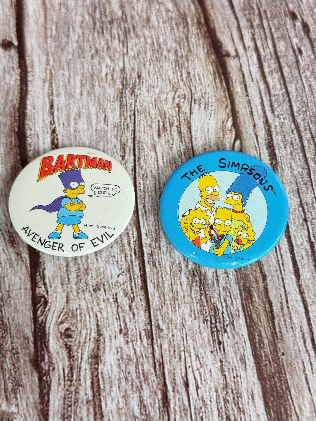Vintage 90s Simpsons Button Pin – Matt Groening Collectible (sold ...
