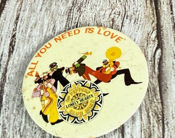 Vintage Beatles 'All You Need Is Love' Pinback Button – Sgt. Pepper's Collectible