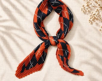 Printed Bandana Scarf | Red and Blue Silky Neckerchief