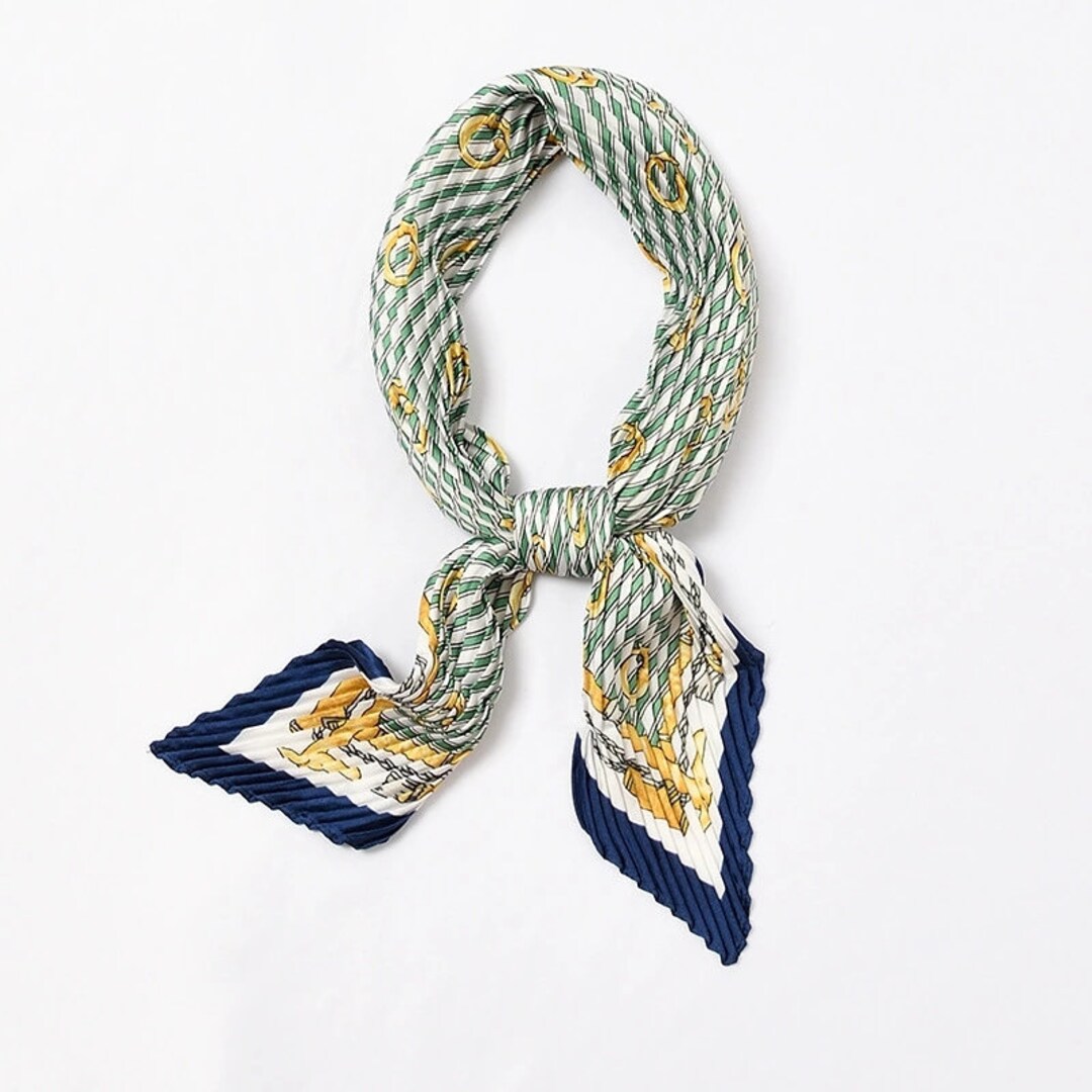 The Medellin Bandana Printed Scarf Hair Scarf Silky Neckerchief Women Gift Idea Twil Pleated