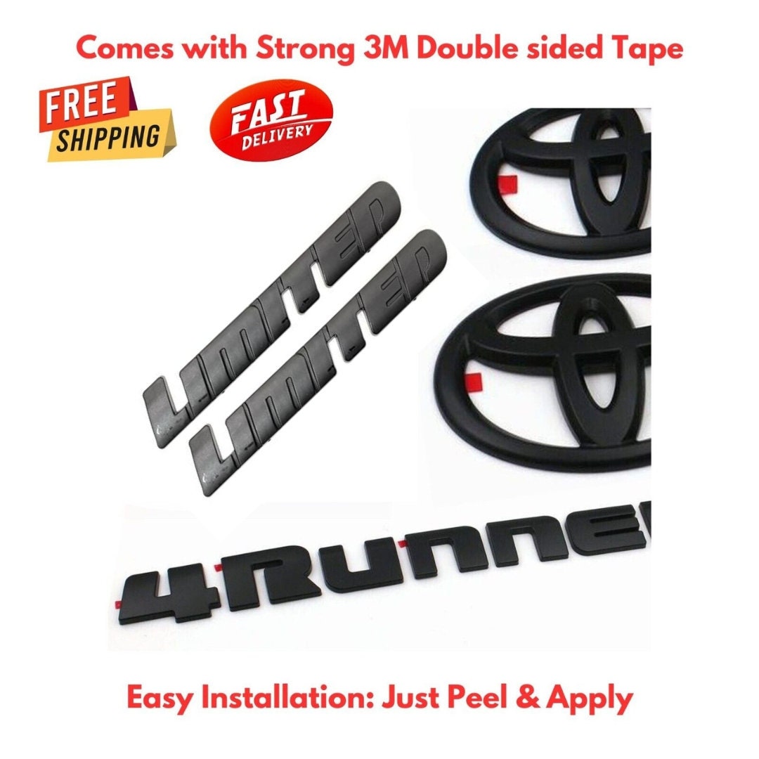 3D Raised Matte Black Chrome Covering Emblems Overlays Blackout Self