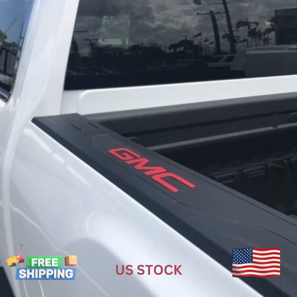3D Custom RED Bed Rail Insert Letters Sticking Badge Kit for 2019-2023 GMC Sierra Truck