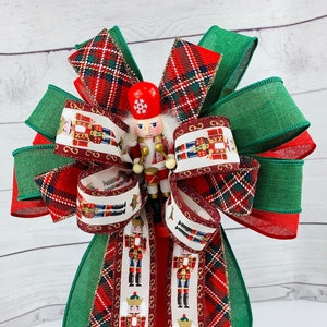 Outdoor Nutcracker Bow , Nutcracker bow for Christmas tree, Mailbox bow, Lantern swag bow, Bow for porch post, Tree ornament