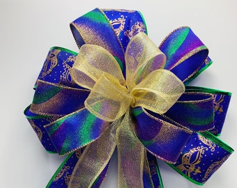 Mardi Gras Lantern Swag Bow: Purple, Green, and Gold