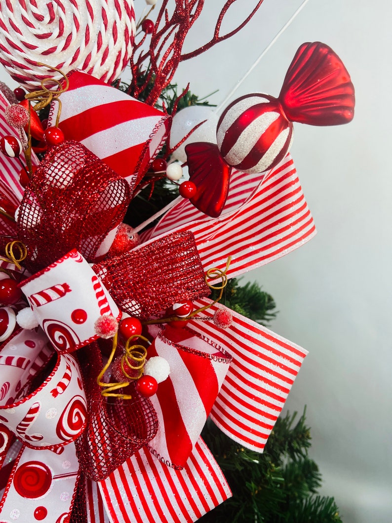 Peppermint Christmas Tree Topper Lollipop Tree Topper Red Etsy