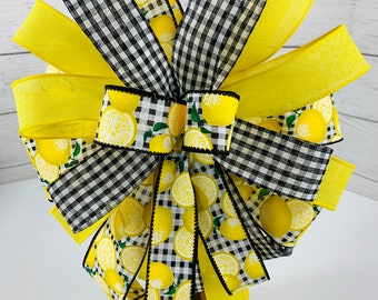 Lemon Bow: Black and White Gingham, Summer Decor