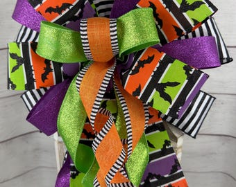 Halloween Lantern Bow: Bats, Porch Decor
