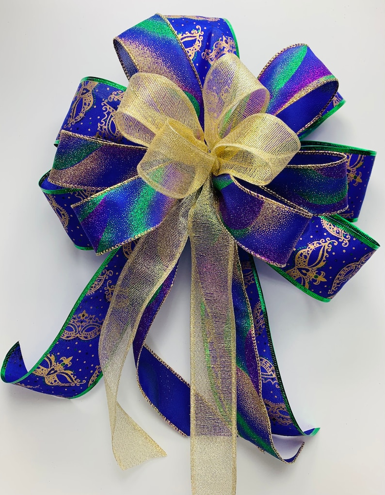 Package Bow Lantern Swag Bow For Porch Post Outdoor Mardi Gras Bow