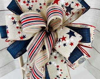 Rustic Patriotic Bow: Americana 4th of July Decor