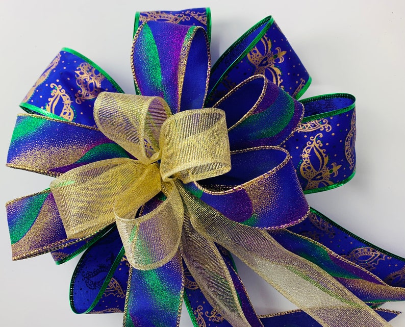 Package Bow Lantern Swag Bow For Porch Post Outdoor Mardi Gras Bow