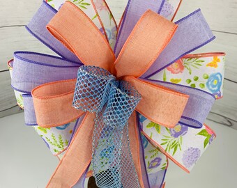 Easter Bow: Periwinkle Spring Floral Lantern Swag