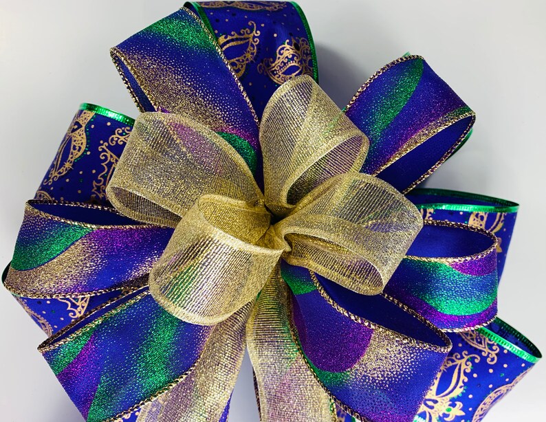 Package Bow Lantern Swag Bow For Porch Post Outdoor Mardi Gras Bow