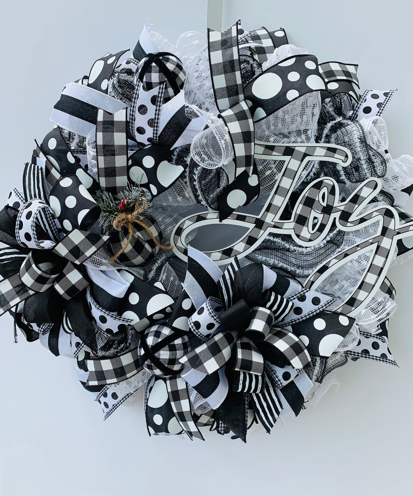 Black and White Buffalo Check Christmas Wreath for Front Door Etsy